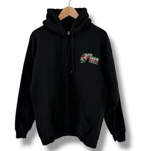 Jets Pizza Logo Embroidered Hoodie Size Large Gildan Heavy Blend